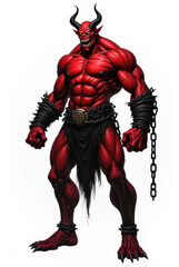 Fototapeta premium Scarred Demon of Grimdark Fantasy , dark fantasy aesthetic, high-detail illustration, epic fantasy artwork, character concept art, rich color palette, dark and gritty style.