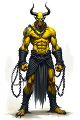 Obraz premium Scarred Demon of Darkness , dark fantasy aesthetic, high-detail illustration, epic fantasy artwork, character concept art, rich color palette, dark and gritty style.