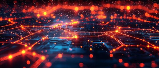 Obraz premium A 3D model of a secure data network with glowing connections and protective barriers, representing advanced digital risk protection strategies