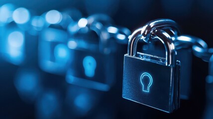 Close-up of digital padlocks, symbolizing security and protection in a technology-driven world. Emphasizes safety and confidentiality.