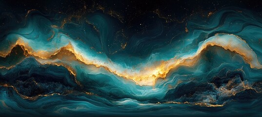 Abstract Galaxy with Golden Hues
