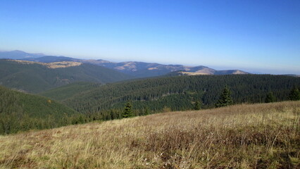 There is always a beautiful autumn landscape in the mountains
