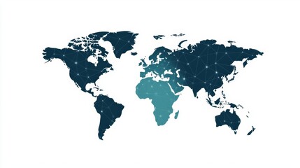 Obraz premium Simplified world map, futuristic networks, philosophical connections, flat design illustration