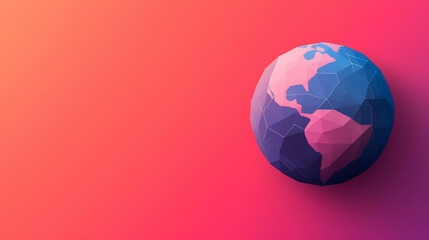 Abstract globe, geometric synergy, simple connected network, flat design illustration