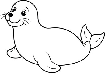 Simple and cute seal illustration for kids coloring books perfect for engaging young artists with a charming and fun design

