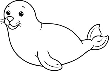 Charming seal line art perfect for kids coloring books with a playful and easy-to-color illustration for creative enjoyment


