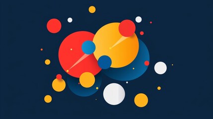 Futuristic global synergy, abstract network symbols, simple design, flat design illustration