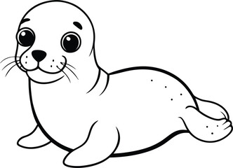 Cute seal drawing for children's coloring books features smooth lines and a joyful design encouraging creativity and fun

