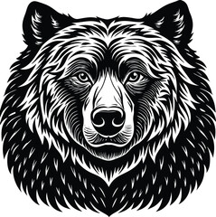 Artistic bear illustration highlighting its strength and beauty in a minimalist graphic style
