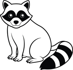 Sweet raccoon line art illustration designed for kids coloring books easy to color and fun to complete





