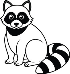 Charming raccoon illustration in simple line art great for kids coloring books to enjoy and color in
