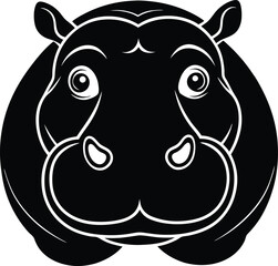 Vibrant graphic illustration showcasing a playful hippo in a lively jungle scene with bold colors and dynamic details
