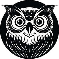 Captivating owl graphic art featuring bold lines and rich colors capturing the majestic beauty of these nocturnal birds
