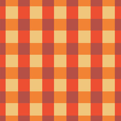 Buffalo check pattern. Plaid background. Checkered seamless pattern. Red, orange and brown stripes.