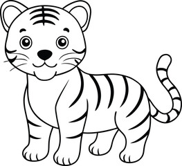 cartoon tiger  illustration perfect for kids coloring book fun and easy to color for endless enjoyment





