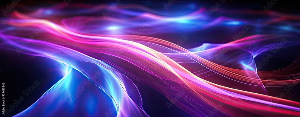 Wall mural abstract neon light waves background