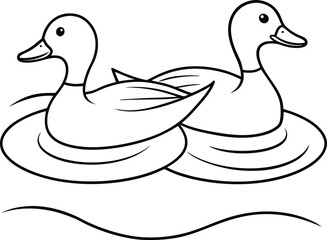 Fun and cute duck line drawing ideal for children's coloring books bright and engaging

