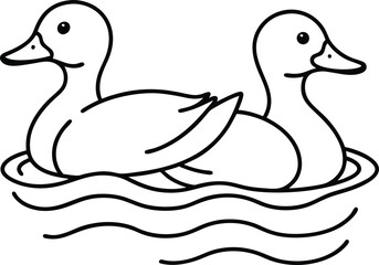 Adorable duck illustration easy line art for kids to color and enjoy a charming activity
