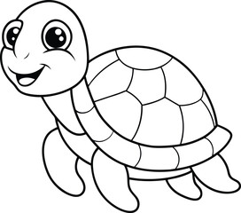 Adorable turtle line drawing ideal for children's coloring book with charming and easy-to-color illustrations
