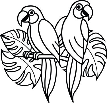 recommend clip art: Lovely parrot line art drawing for kids to color engaging and whimsical design for a fun coloring book experience
                    
                    
                    
