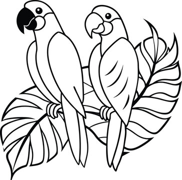 recommend clip art: Adorable parrot line art illustration for kids easy and playful design great for a coloring book project
                    
                    