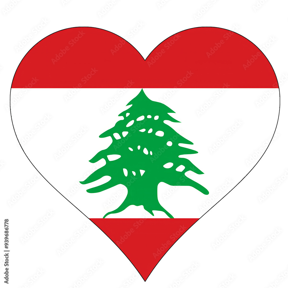 Sticker heart of a flag lebanon