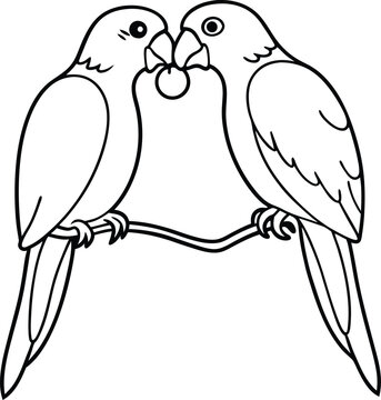 recommend clip art: Adorable parrots line art perfect for kids coloring book bright and charming design for fun and creativity
                    
