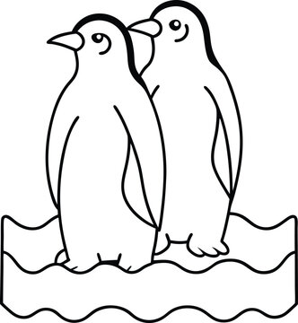 recommend clip art: Whimsical line art of cute penguins ideal for kids coloring books colorful fun for every page
                    