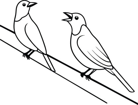 recommend clip art: Kids will love coloring cute mockingbirds with this simple line art graphic for their coloring books
                    