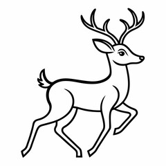 Minimalist Black & White Running Deer Line Art Vector Design