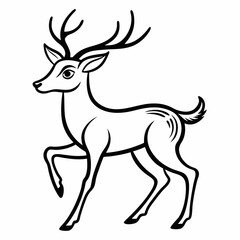 Minimalist Black & White Running Deer Line Art Vector Design