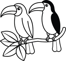 Fototapeta premium toucans line art graphic ideal for children's coloring books with a whimsical touch
