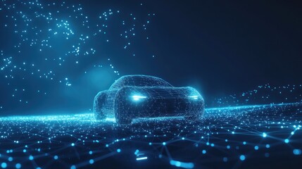 Futuristic Car in a Digital World
