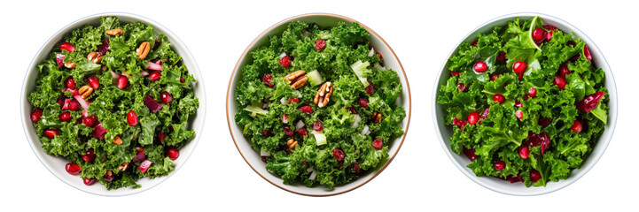 Set of kale and cranberry salad isolated on a transparent background