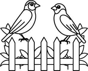 Delightful sparrows in line art to spark kids' imaginations and color
