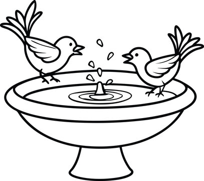 recommend clip art: Charming pair of sparrows in simple line art for kids' coloring fun
                    