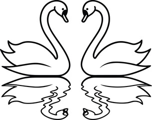 Adorable swan duo in line art ideal for children's coloring fun and easy to color
