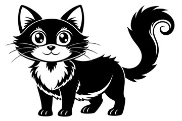 Cute Cat Silhouette Vector Illlustration