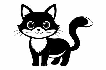 Cute Cat Silhouette Vector Illlustration