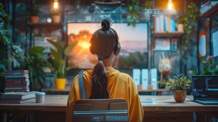 Tutor providing one-on-one tutoring to a student via video call.