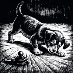 Pupy play with a toy vector