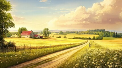 Obraz premium The art and beauty of nature in a tranquil rural farmland.