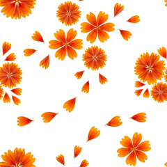 Floral seamless pattern. Bright pattern of Gaillardia flower petals isolated on white background. Perfect for cards, invitations, wallpaper, wrapping paper, interior decoration.