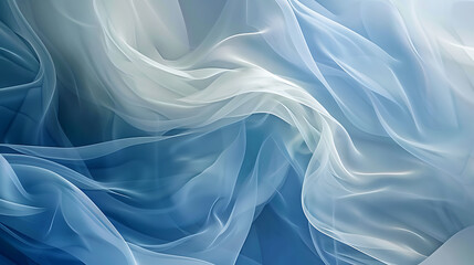 Obraz premium Ethereal Flowing Blue and White Fabric