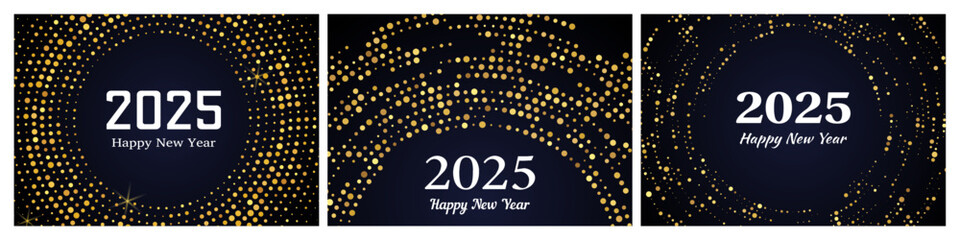 2025 Happy New Year of gold glitter pattern