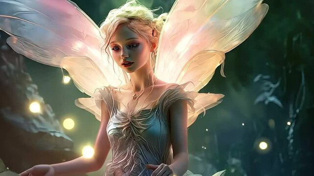 Fairy with delicate wings surrounded by a magical glow