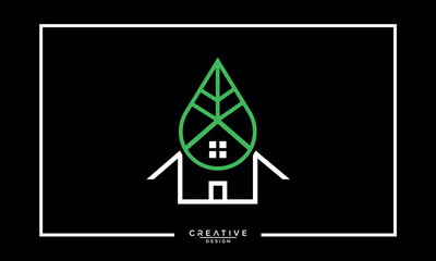 Green Leaf House Logo Template Design Vector Illustration