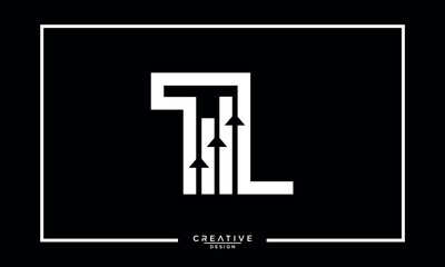 Alphabet letters TL, LT, trading, marketing, and stats logo