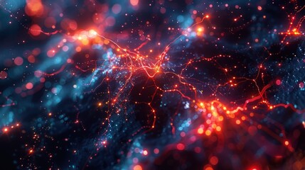 Digital backdrop with interconnected nodes and data streams for scientific research and education.