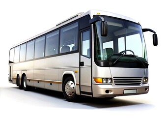 White big 3d tour bus front right angle view